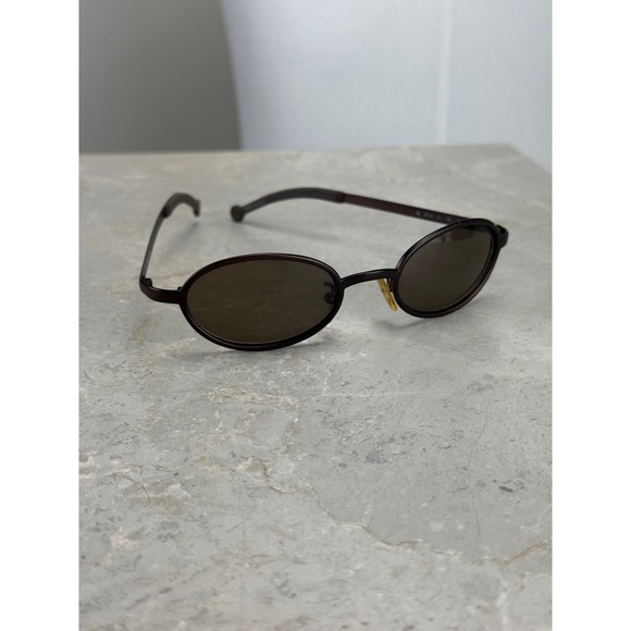Rare Vintage Calvin Klein Sunglasses Oval Frame Brown Made in Italy Eyewear Y2K - Picture 7 of 9
